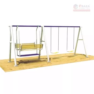 مرجيحة عائلية خارجية للأطفال والعائلة، تصميم مريح مصنوع من حديد مجلفن