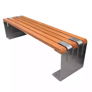 Outdoor Wooden Bench with Stainless Steel Frame – EWB-053