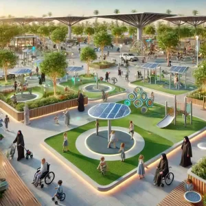 Futuristic playgrounds in Saudi Arabia emphasize inclusivity, sustainability, and smart technology.