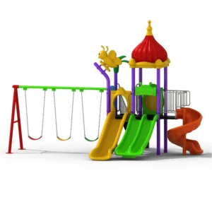 Outdoor Garden Playset with Double Slide and 3 Swings – Ebaza Gardens