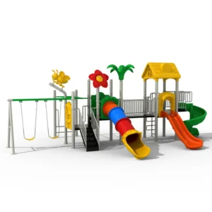 Outdoor playset with the swings, slides, tunnel and Hanger