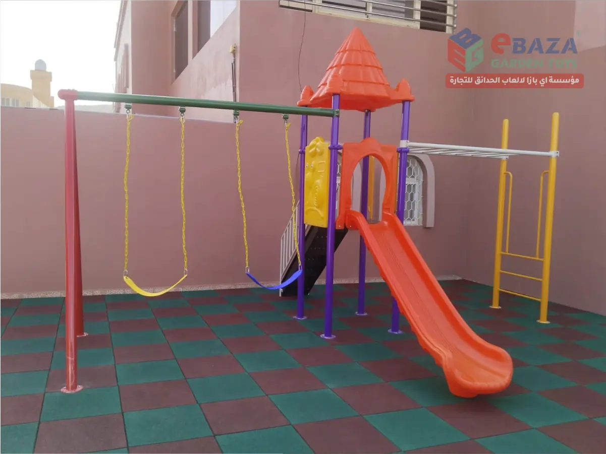 Outdoor Playground Equipment Installation in Taif Saudi Arabia – Slide and Swing Set Project