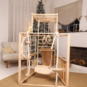 Wooden Jungle Club with 4 Training Pieces – 139×98×107 cm