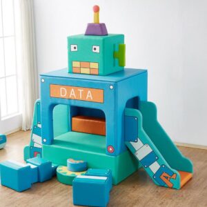 Giant Robot Soft Play Unit with Slide & Seats – 250×180×230 cm