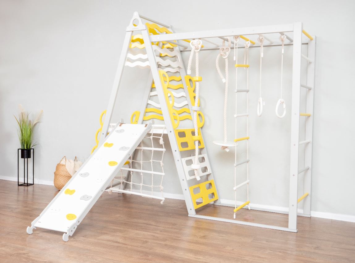 Wooden Triangle Exercise Ladder with 3 Training Pieces – 228.8×68×198 cm