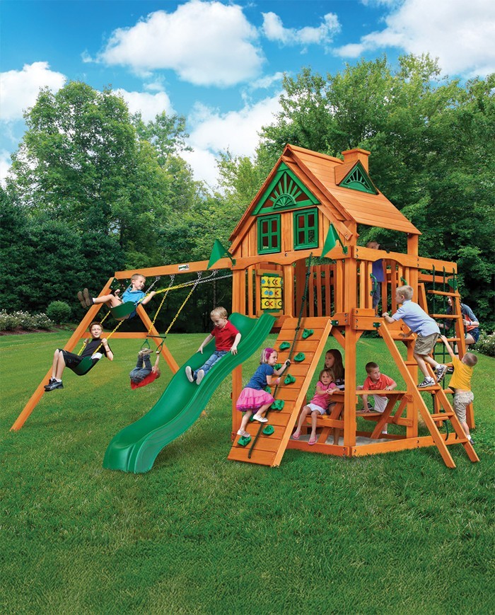 Cayman Wooden Playset – Monkey Bars, Slide & Swings