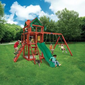 Redbrook II Wooden Playset – Monkey Bars, Slide & Swings