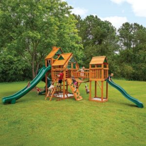 The Reserve II Wooden Playset – Monkey Bars, Slide & Covered Play Tower