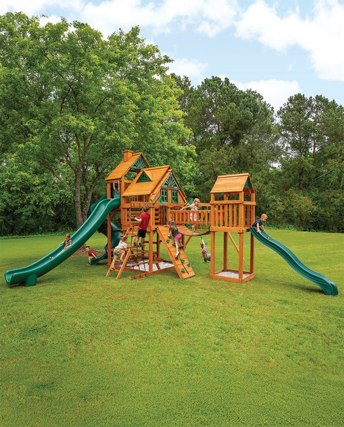 The Reserve II Wooden Playset – Monkey Bars, Slide & Covered Play Tower