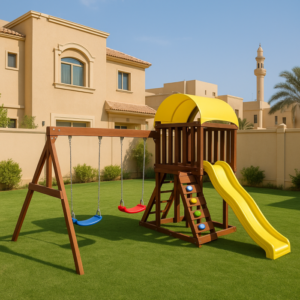 Sunshine Wooden Playset – Swings, Slide & Playhouse